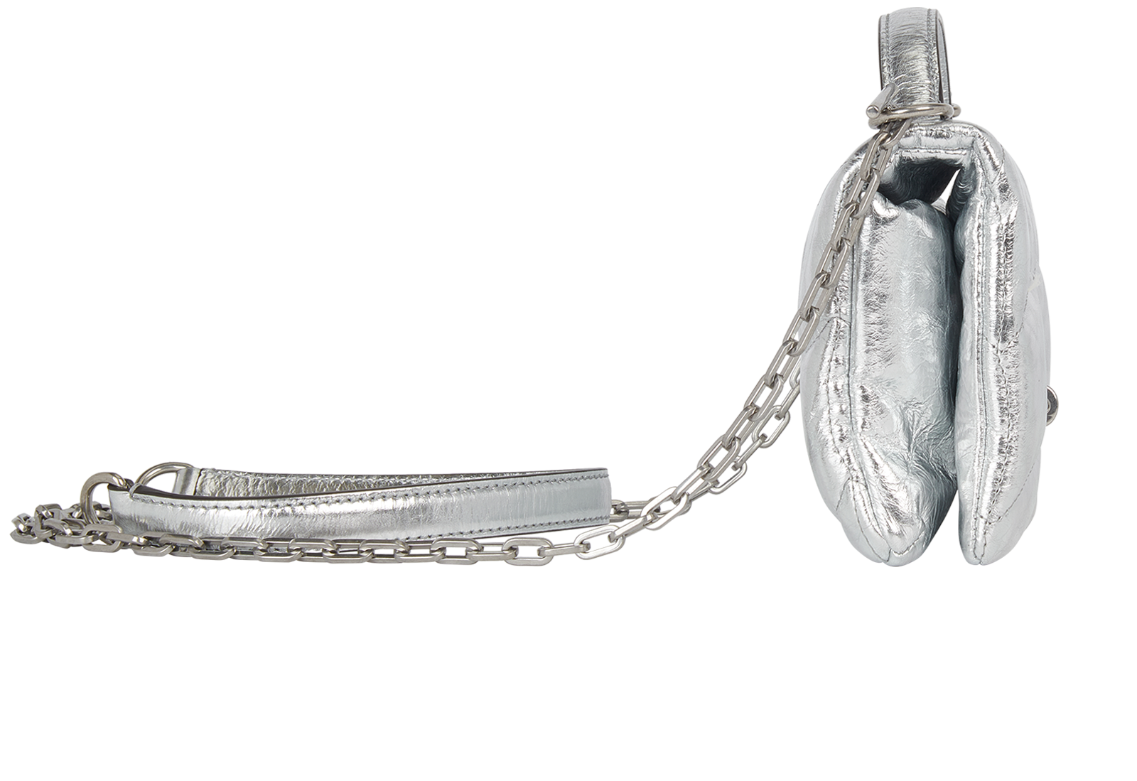 Metallic Tiny Softie, &pound;275, Handbags, Silver, Leather, Side view